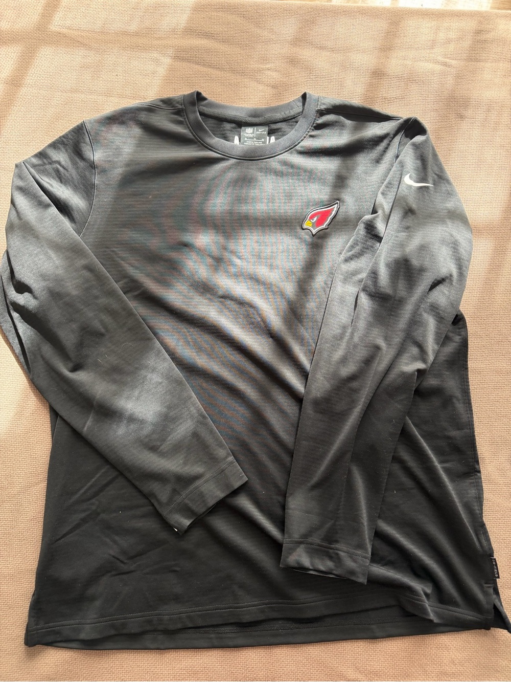 Nike Black Long-Sleeve Crew with Red and Yellow Arizona Cardinals Patch